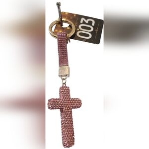PINK CRYSTALIZED CROSS WRISTET BAG CHARM